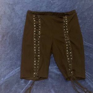 Black ribbon tied biker shorts from Fashion Nova.